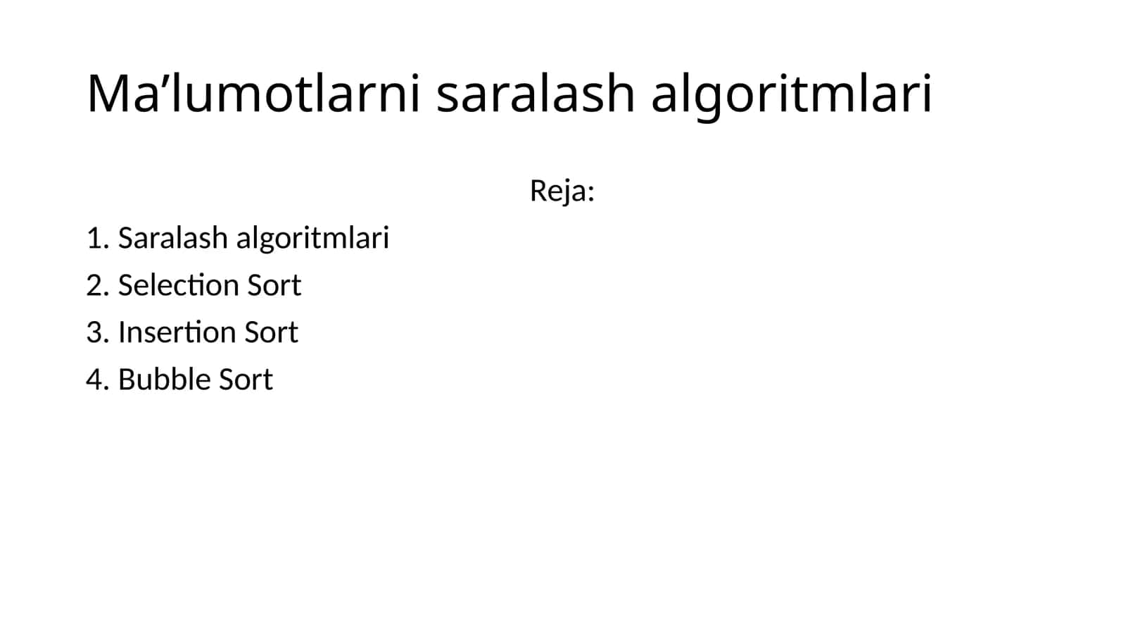 Ma’lumotlarni saralash algoritmlari