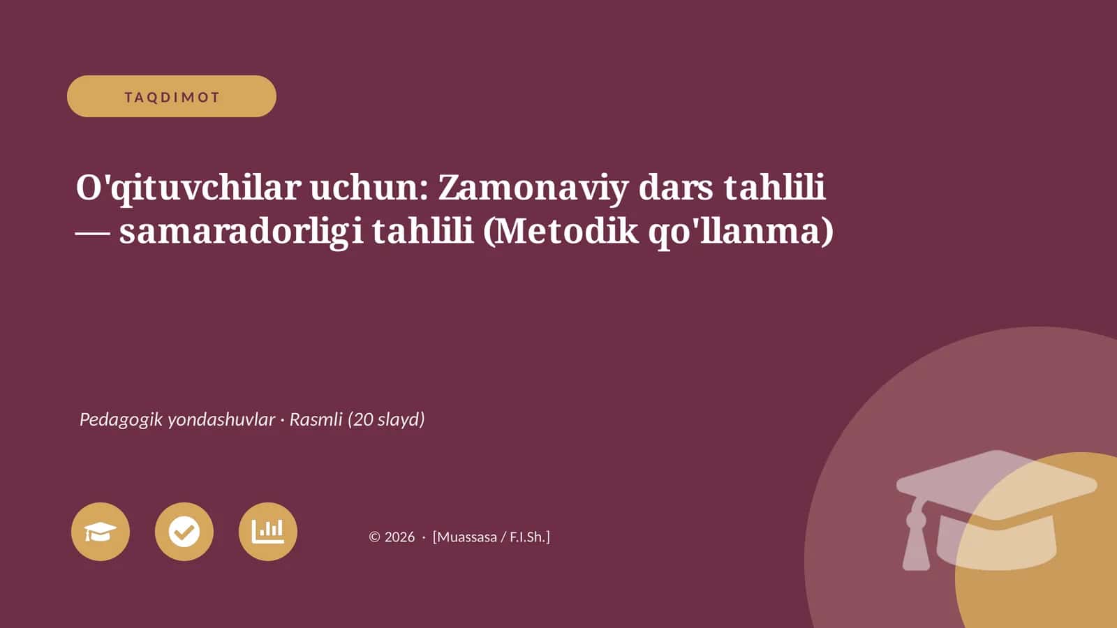 Zamonaviy dars tahlili — samaradorligi tahlili (Metodik qo'llanma)
