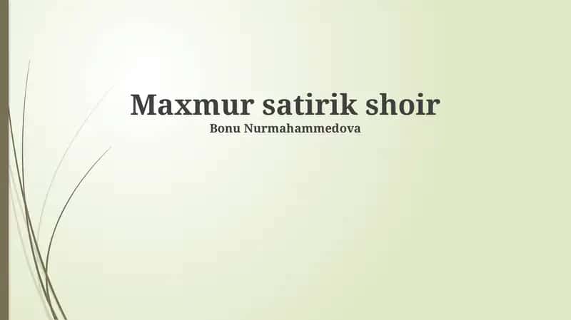 Maxmur satirik shoir