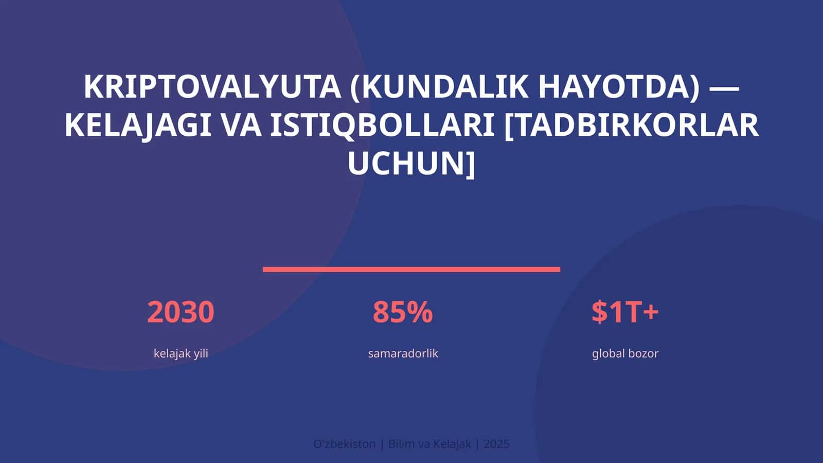 KRIPTOVALYUTA (KUNDALIK HAYOTDA) — KELAJAGI VA ISTIQBOLLARI [TADBIRKORLAR UCHUN]