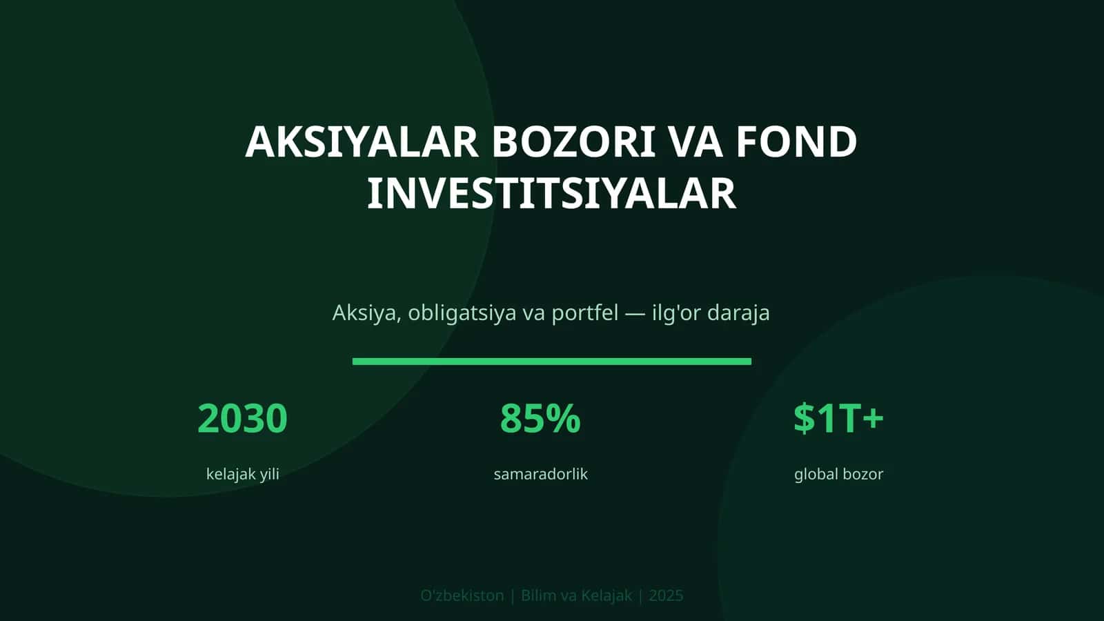 Aksiyalar bozori va fond investitsiyalar