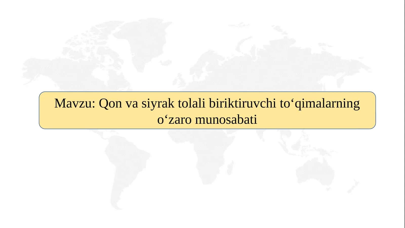 Qon va siyrak tolali biriktiruvchi to‘qimalarning o‘zaro munosabati SLAYD