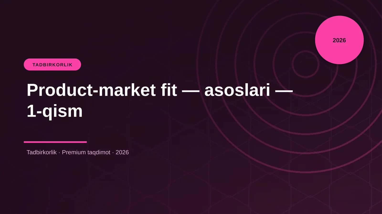 Product-market fit — asoslari — 1-qism