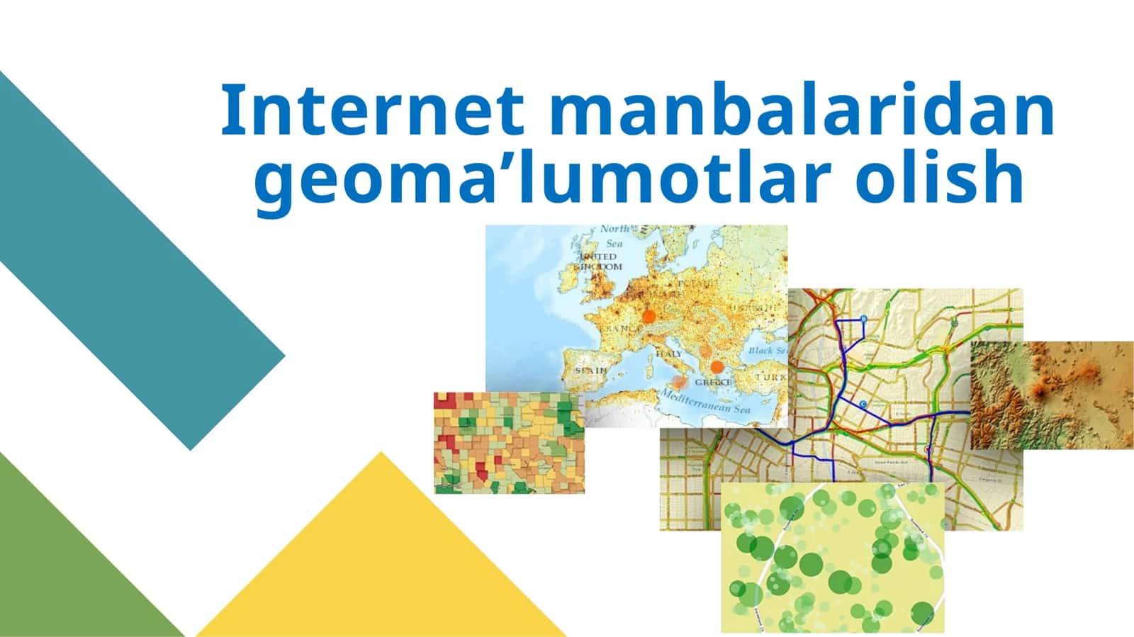 Bu darslikda geografik ma’lumotlar turlari, yig‘ish usullari, va GISda ularning roli haqida ma’lumot