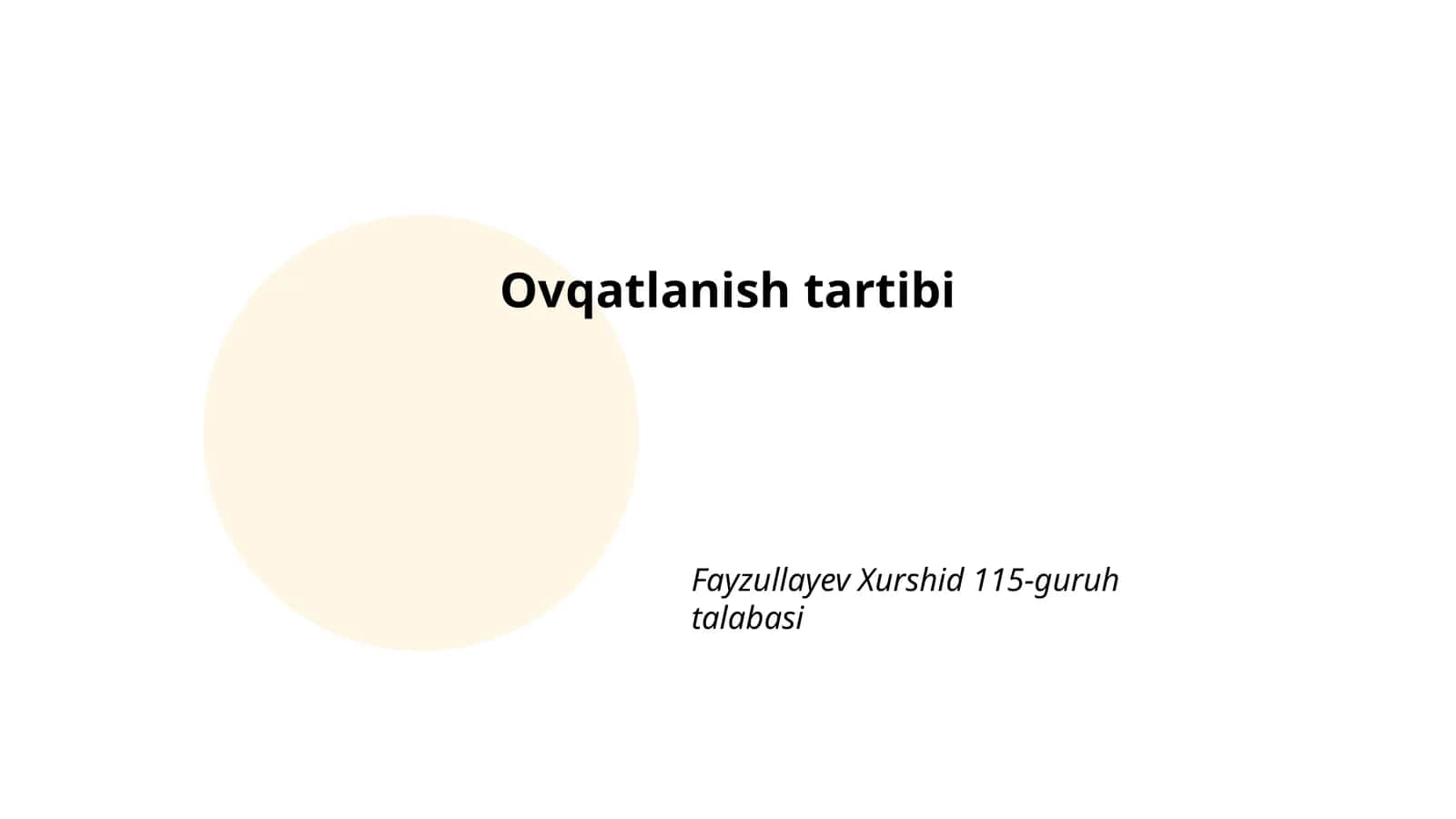 Ovqatlanishning asosiy qoidalari