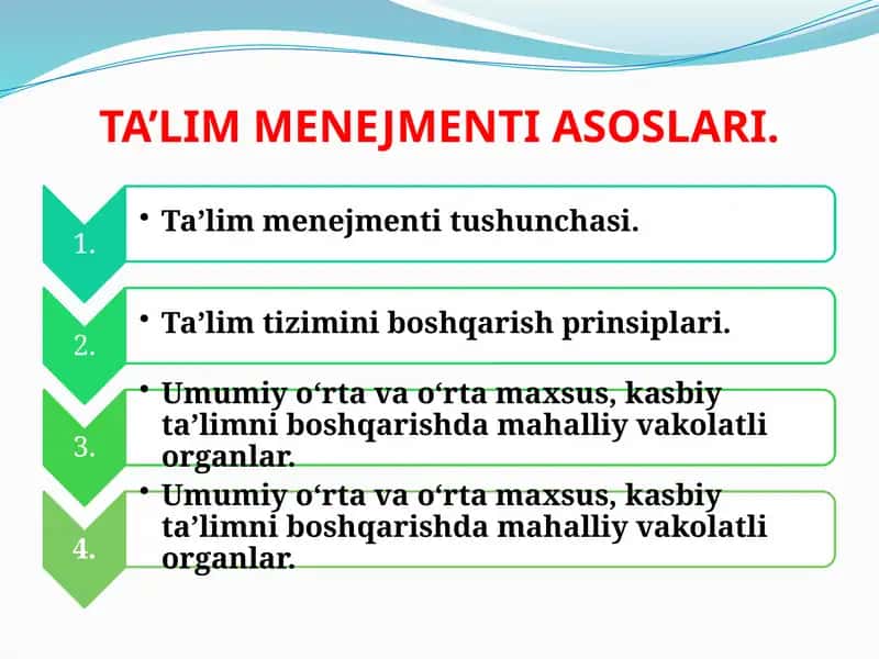 TA’LIM MENEJMENTI ASOSLARI