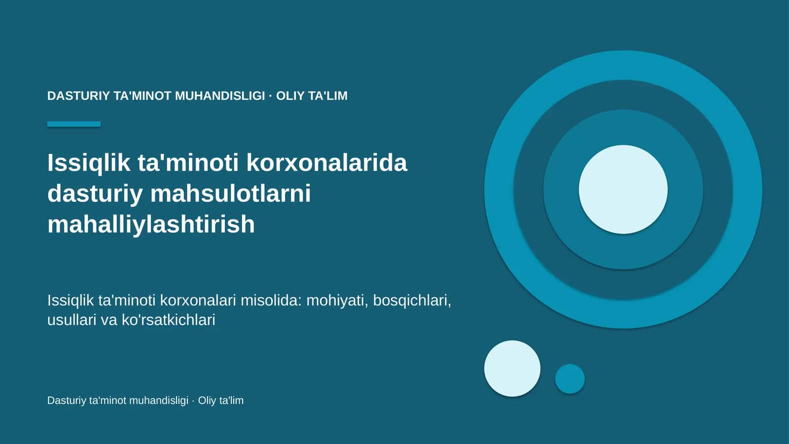 Issiqlik ta'minoti korxonalarida dasturiy mahsulotlarni mahalliylashtirish