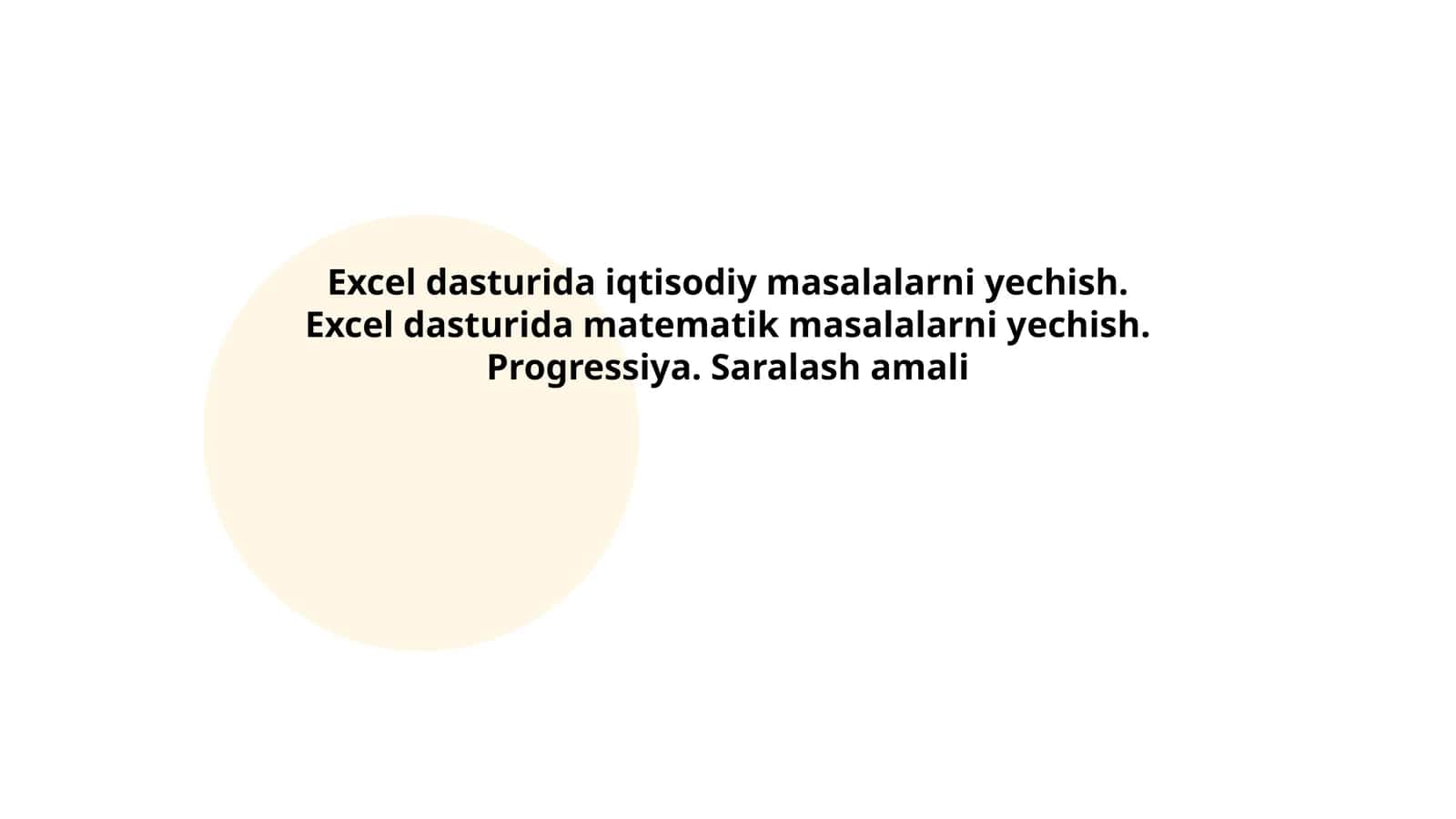 Excel dasturida iqtisodiy masalalarni yechish