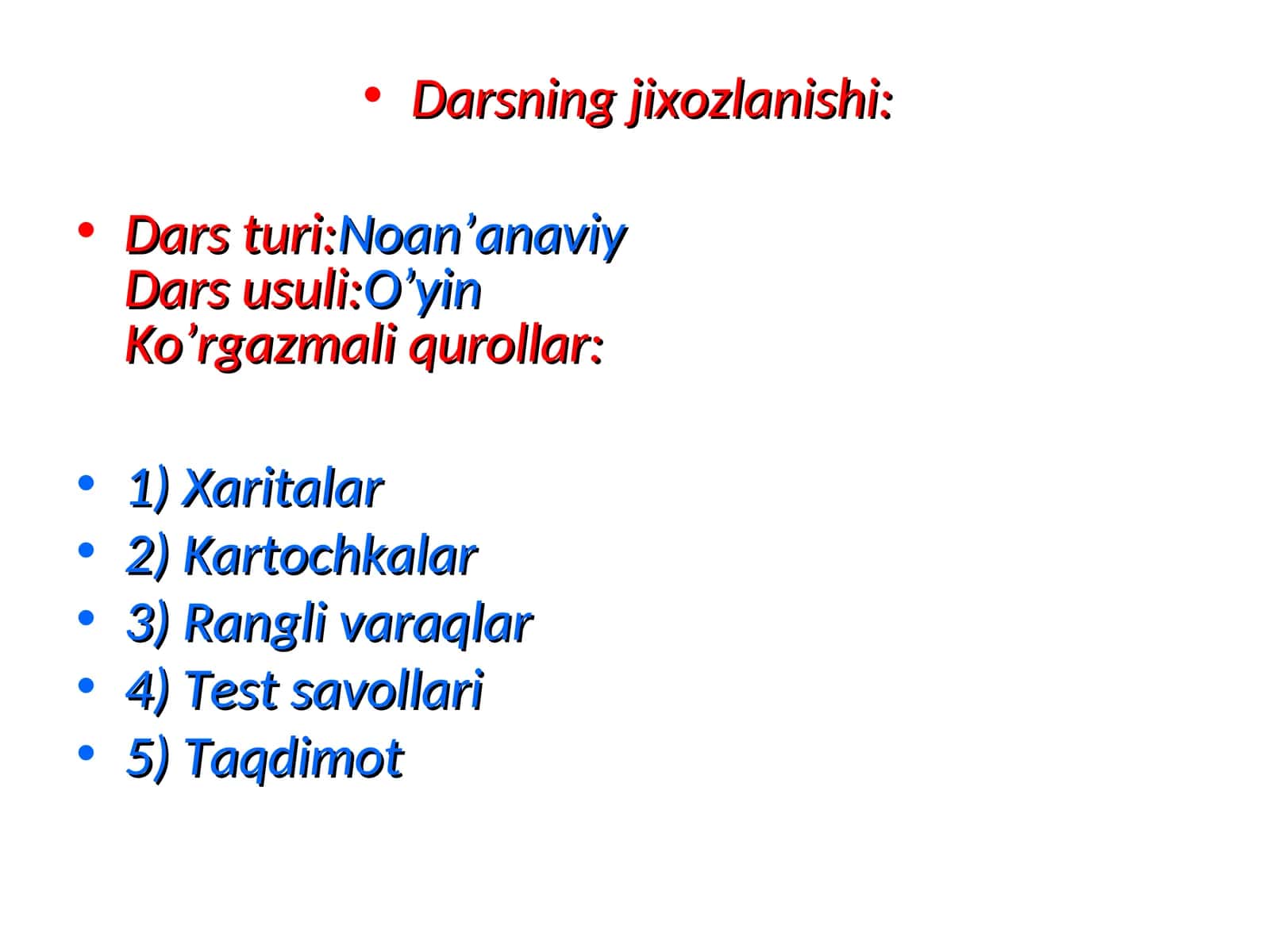 Darsning jixozlanishi