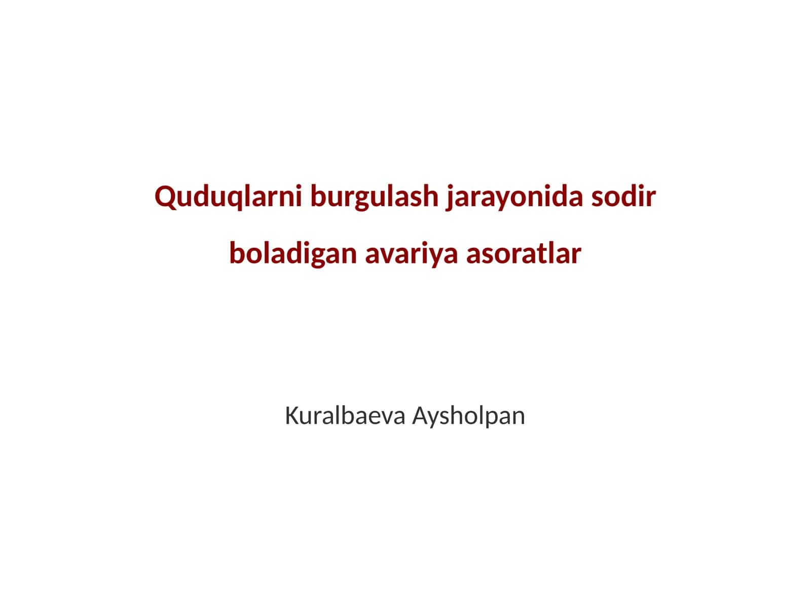 Avariya asoratlar