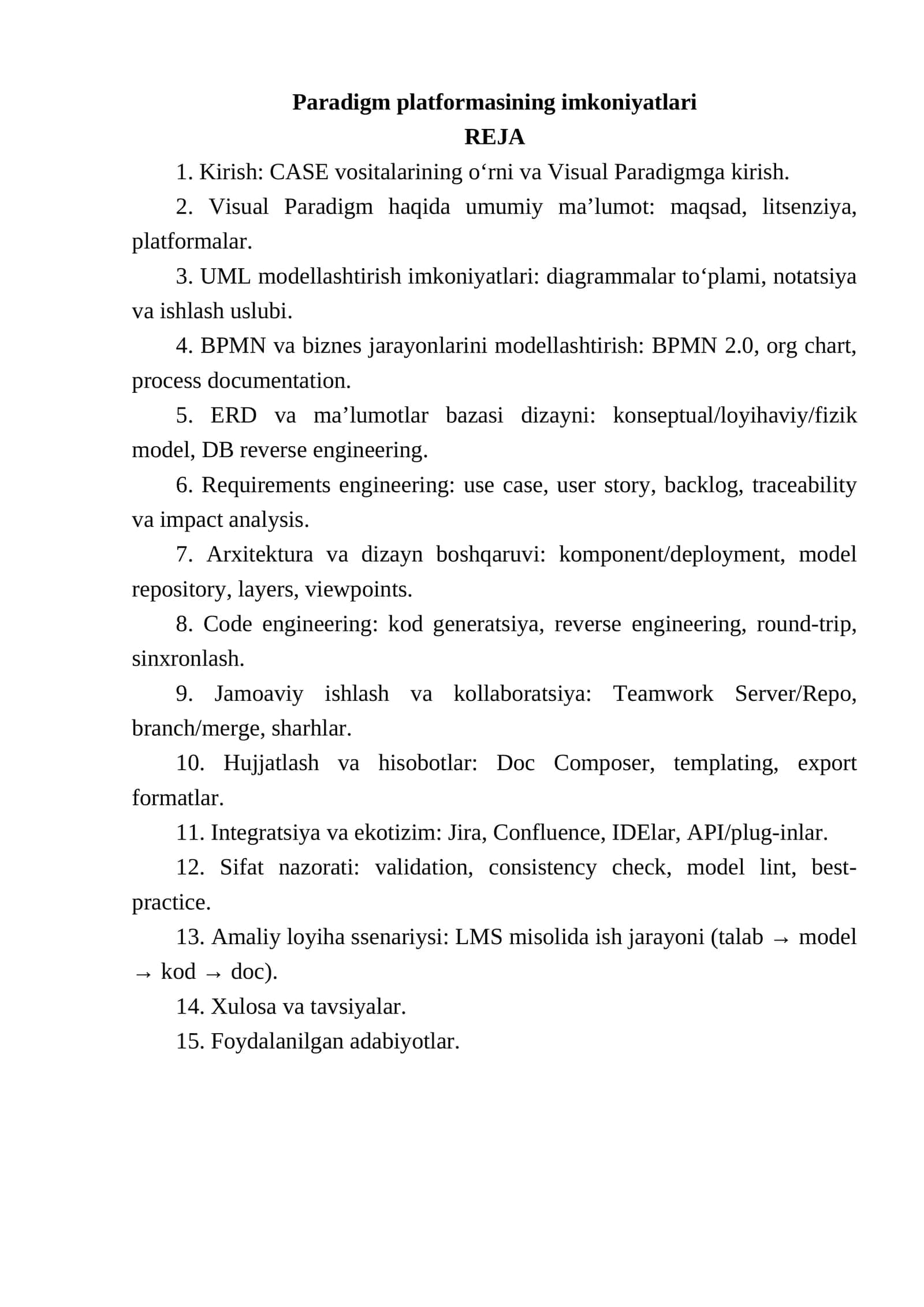 Paradigm platformasining imkoniyatlari