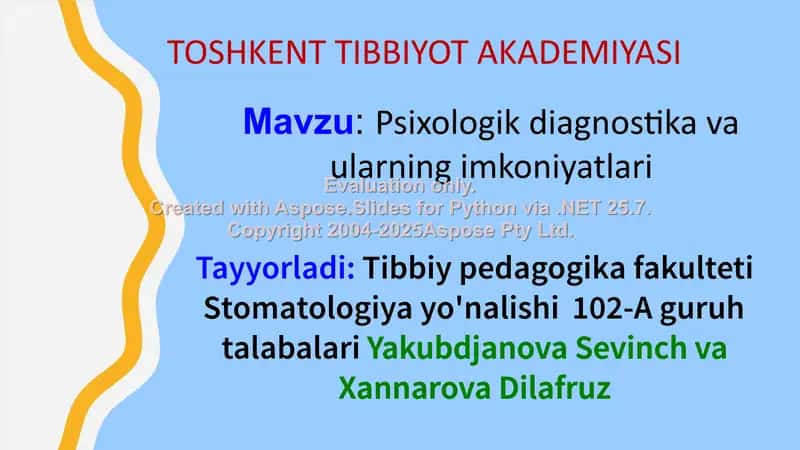 Psixologik diagnostika va ularning imkoniyatlari