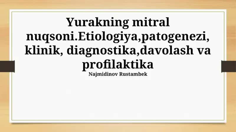 Mitral Qopqoq Kasalligi