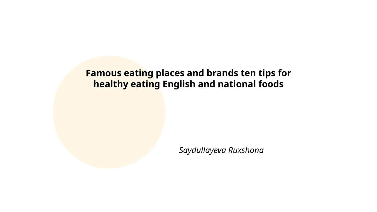 Famous eating places and brands ten tips for healthy eating English and national foods