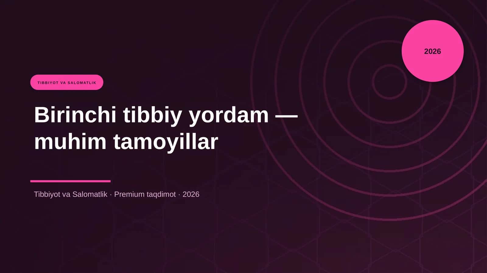 Birinchi tibbiy yordam — muhim tamoyillar