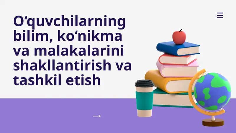 O‘quvchilarning bilim, ko‘nikma va malakalarini shakllantirish va tashkil etish