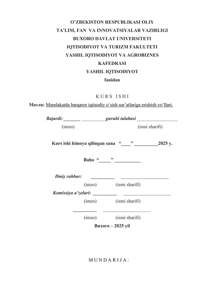 Mamlakatda barqaror iqtisodiy o‘sishga erishish yo‘llari
