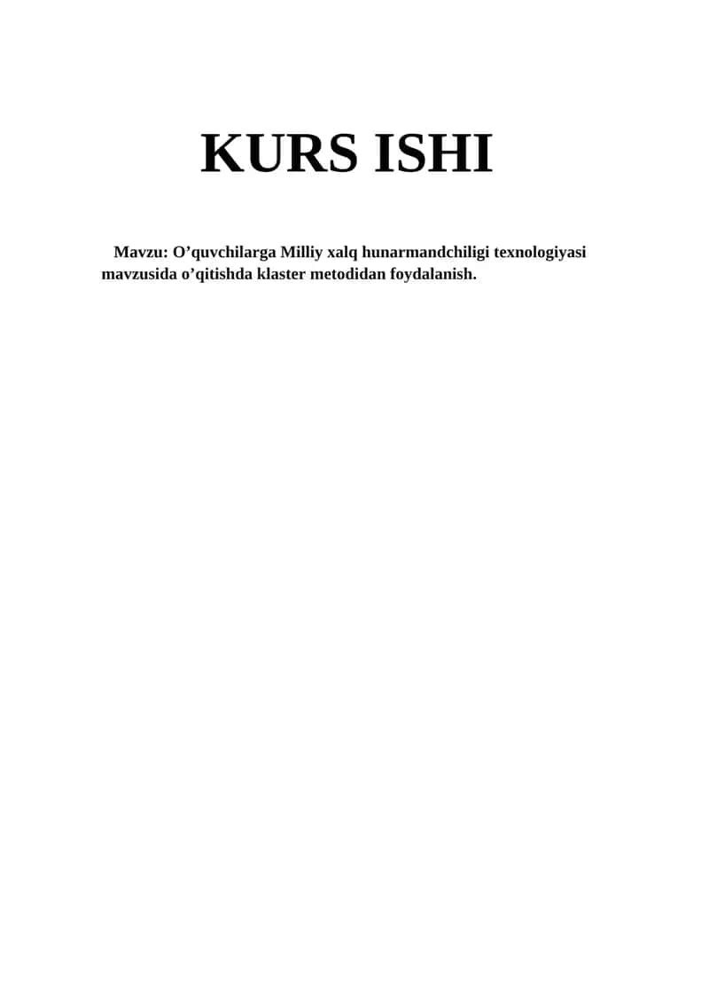 O’quvchilarga Milliy xalq hunarmandchiligi texnologiyasi