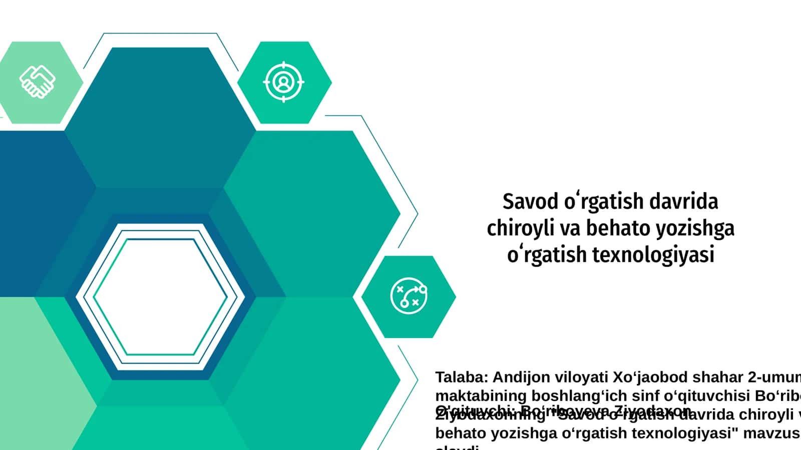 Savod oʻrgatish davrida chiroyli va behato yozishga oʻrgatish texnologiyasi