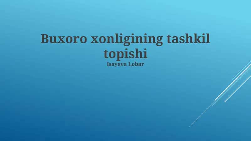Buxoro xonligining tashkil topishi