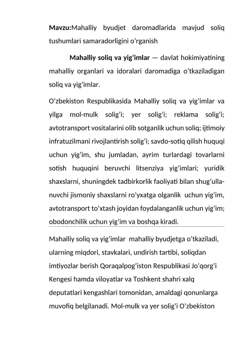 Mahalliy soliq va yigʻimlar