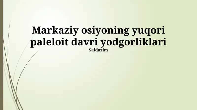 Markaziy Osiyo Paleolit Yodgorliklari
