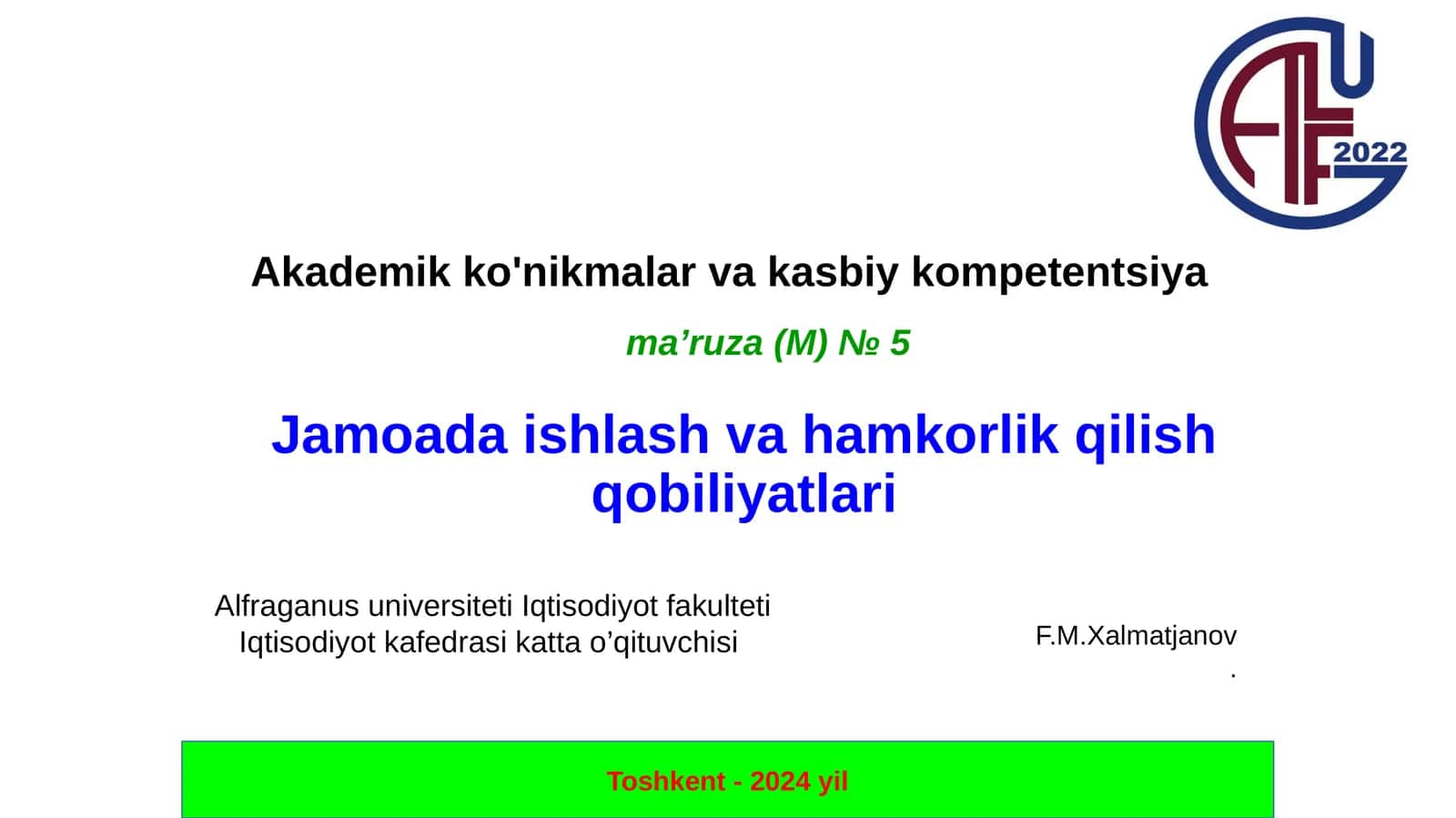 Jamoada ishlash va hamkorlik qilish qobiliyatlari