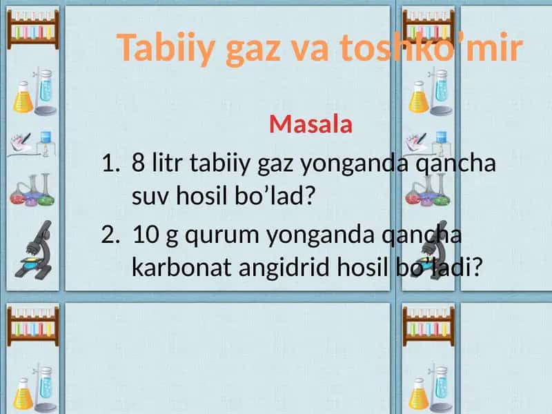 Tabiiy gaz va toshko’mir