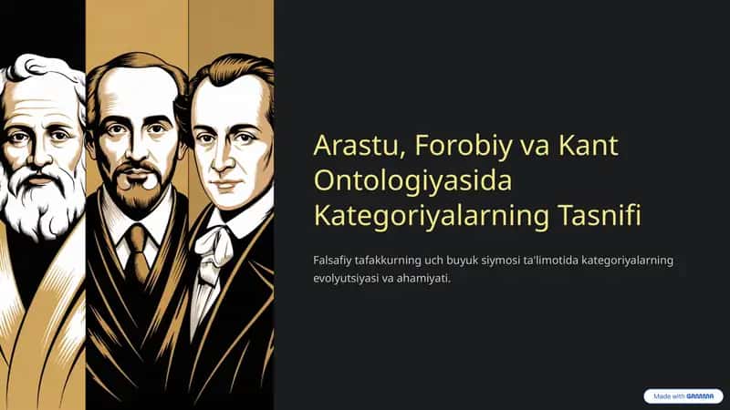Arastu, Forobiy  va Kant ontologiyasida kategoriyalarning tasnifi