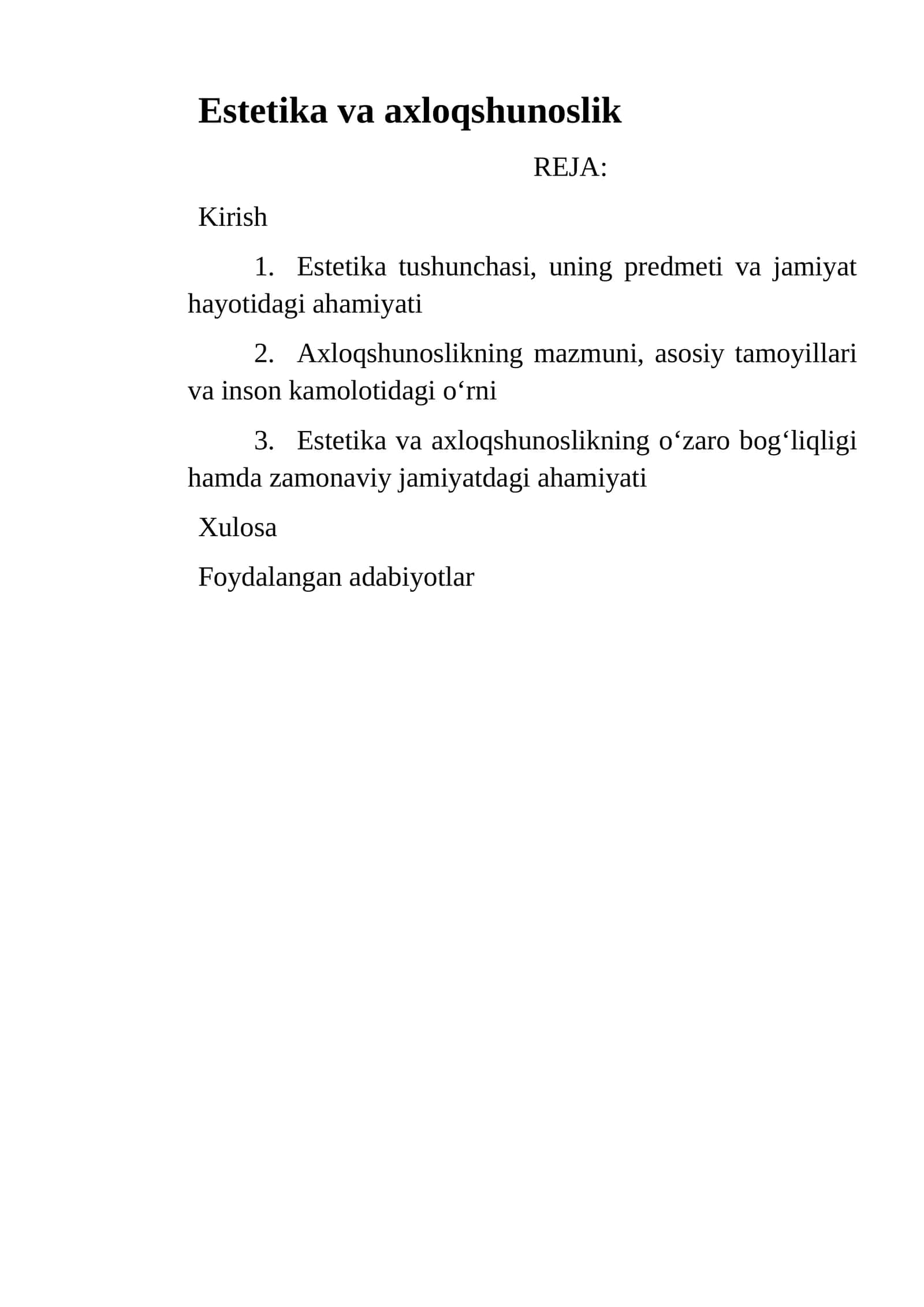 Estetika va axloqshunoslik