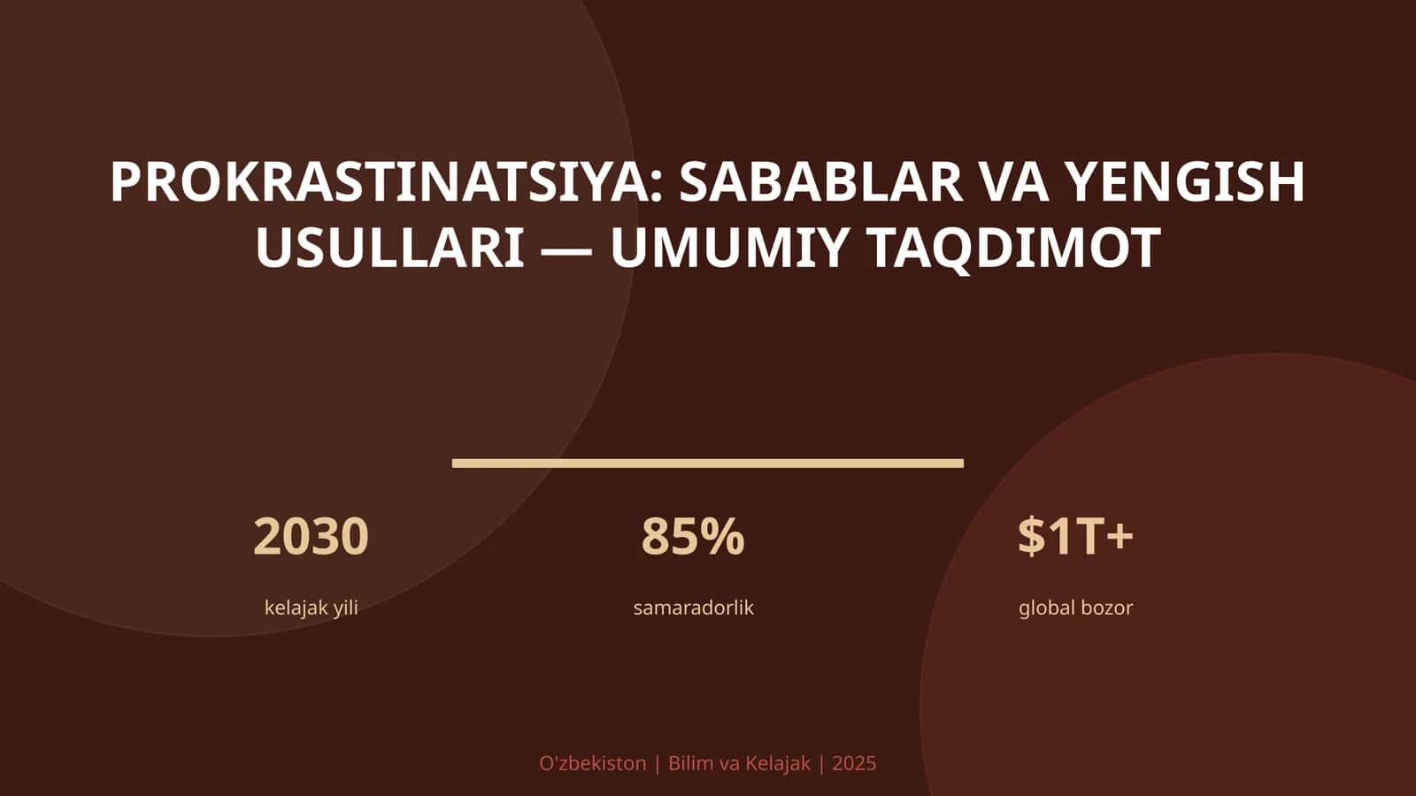 Prokrastinatsiya: Sabablar va Yengish Usullari — Umumiy Taqdimot
