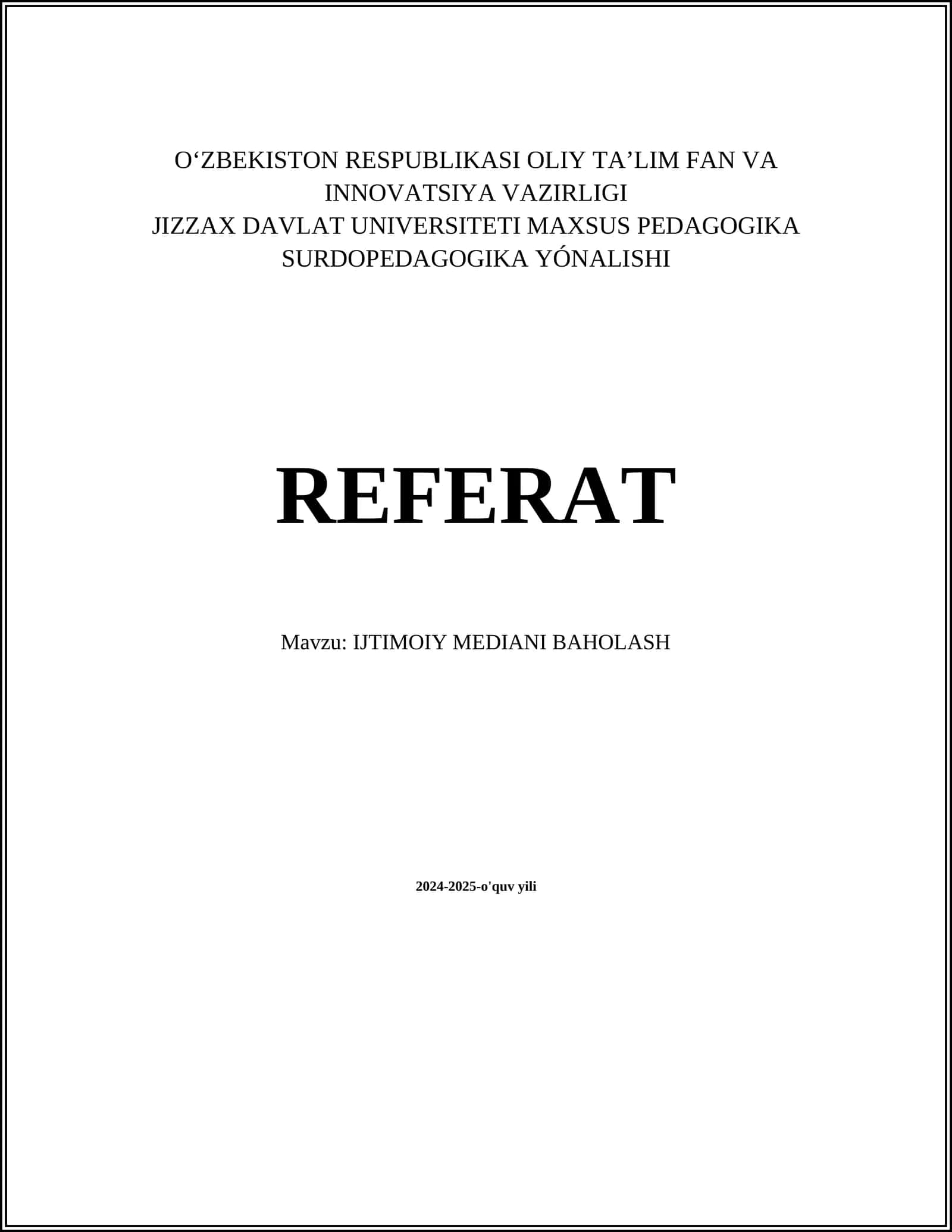 Ijtimoiy Mediani Baholash