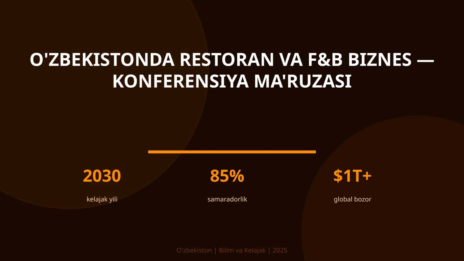 O'zbekistonda Restoran va F&B Biznes - Konferensiya Ma'ruzasi