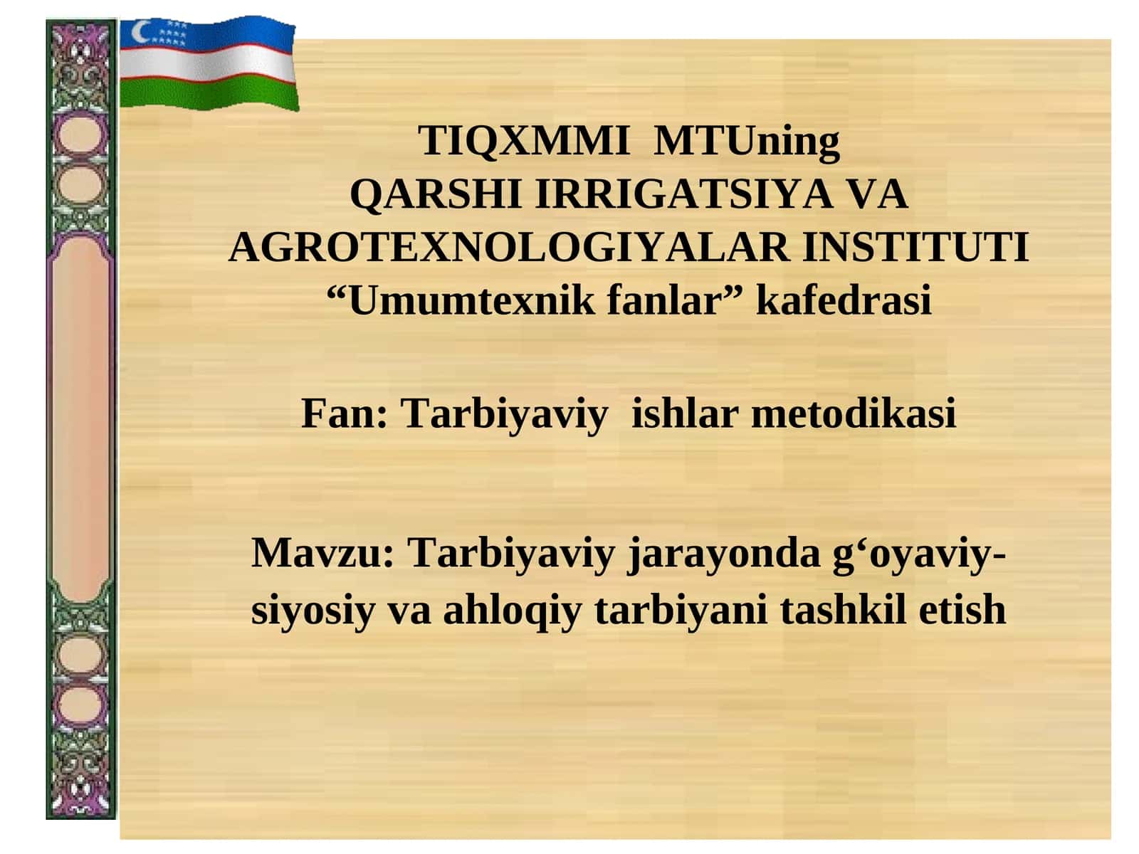 Tarbiyaviy ishlar metodikasi