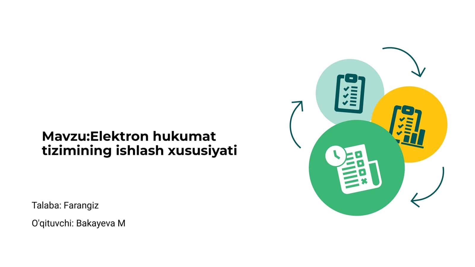 Elektron hukumat tizimining ishlash xususiyati