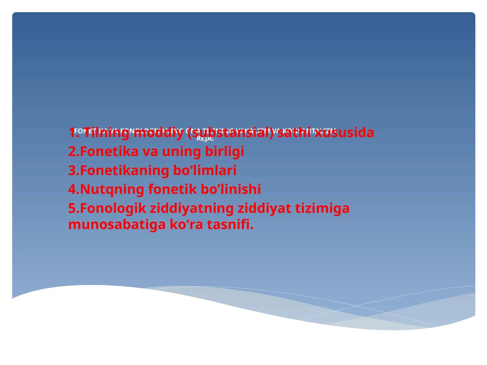FONETIKA VA FONOLOGIYANING ONA TILINING VAKALIZM VA KONSANTALIZM