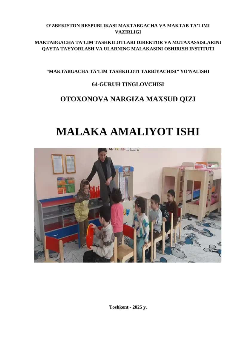 O’zbekiston Respublikasi maktabgacha ta’lim tizimi