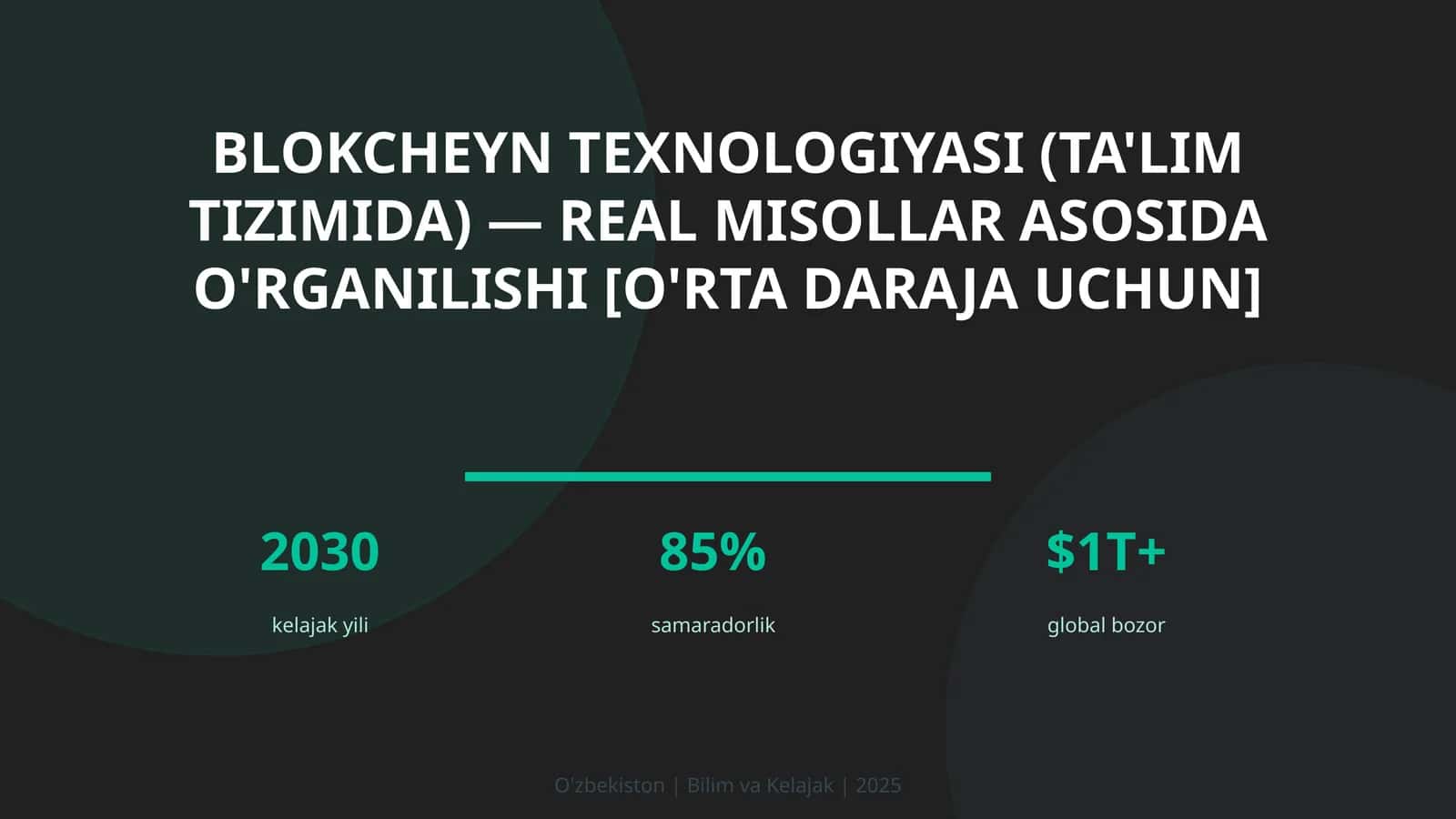 Blokcheyn texnologiyasi (ta'lim tizimida) — real misollar asosida o'rganilishi [o'rta daraja uchun]