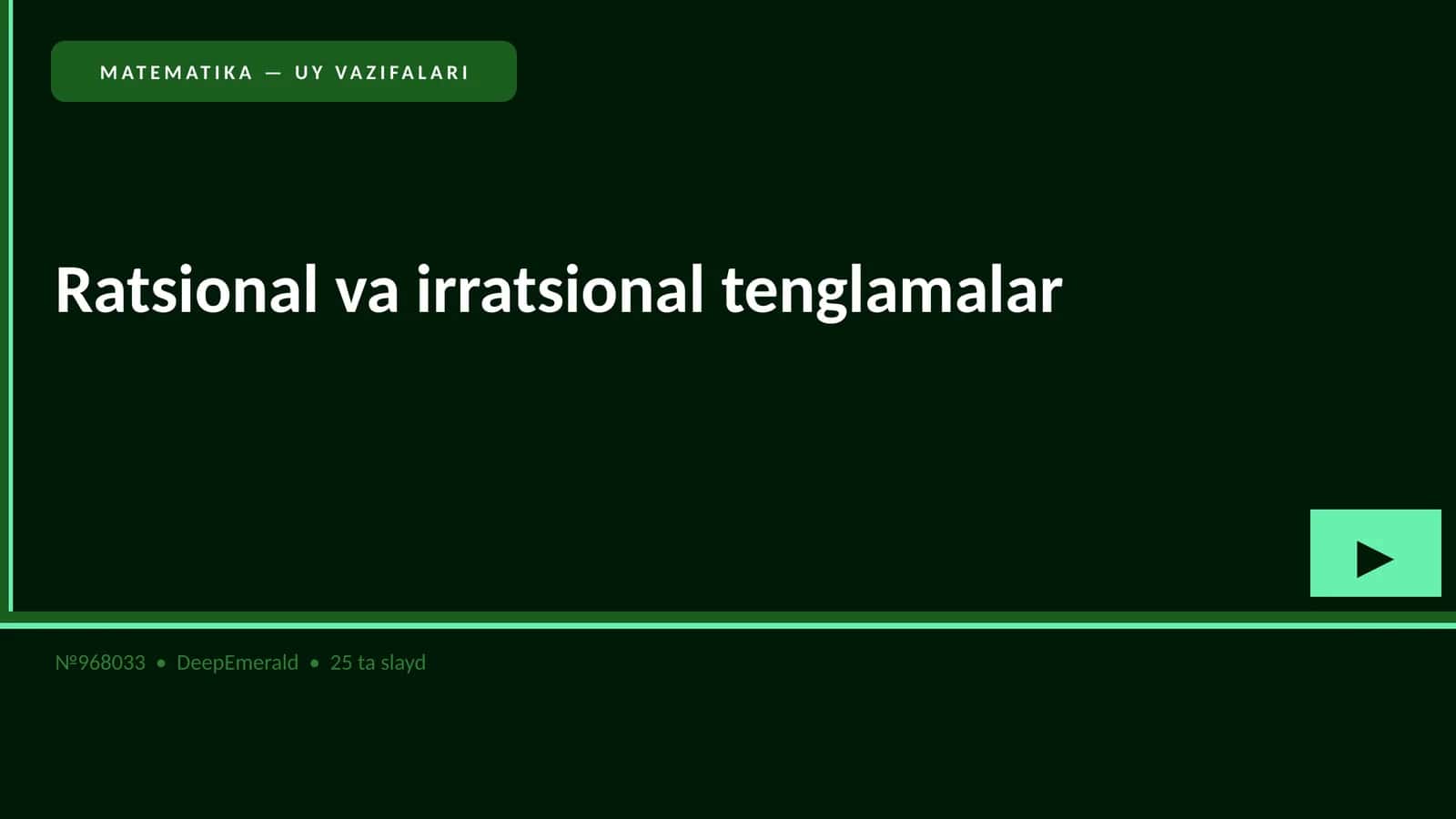 Matematika - Uy vazifalari