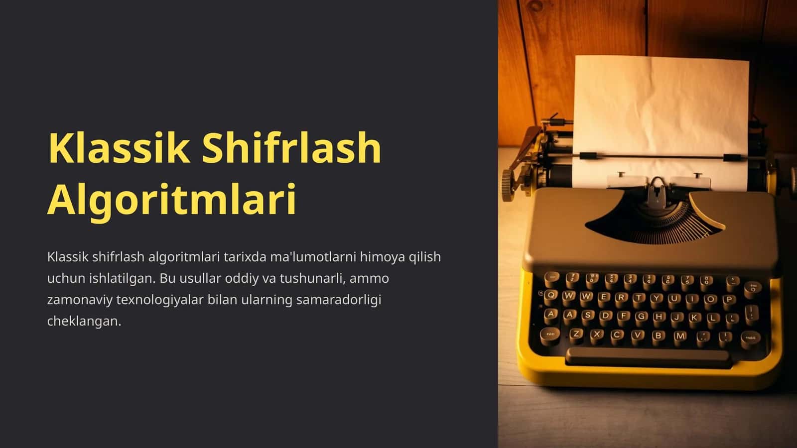 Klassik Shifrlash Algoritmlari