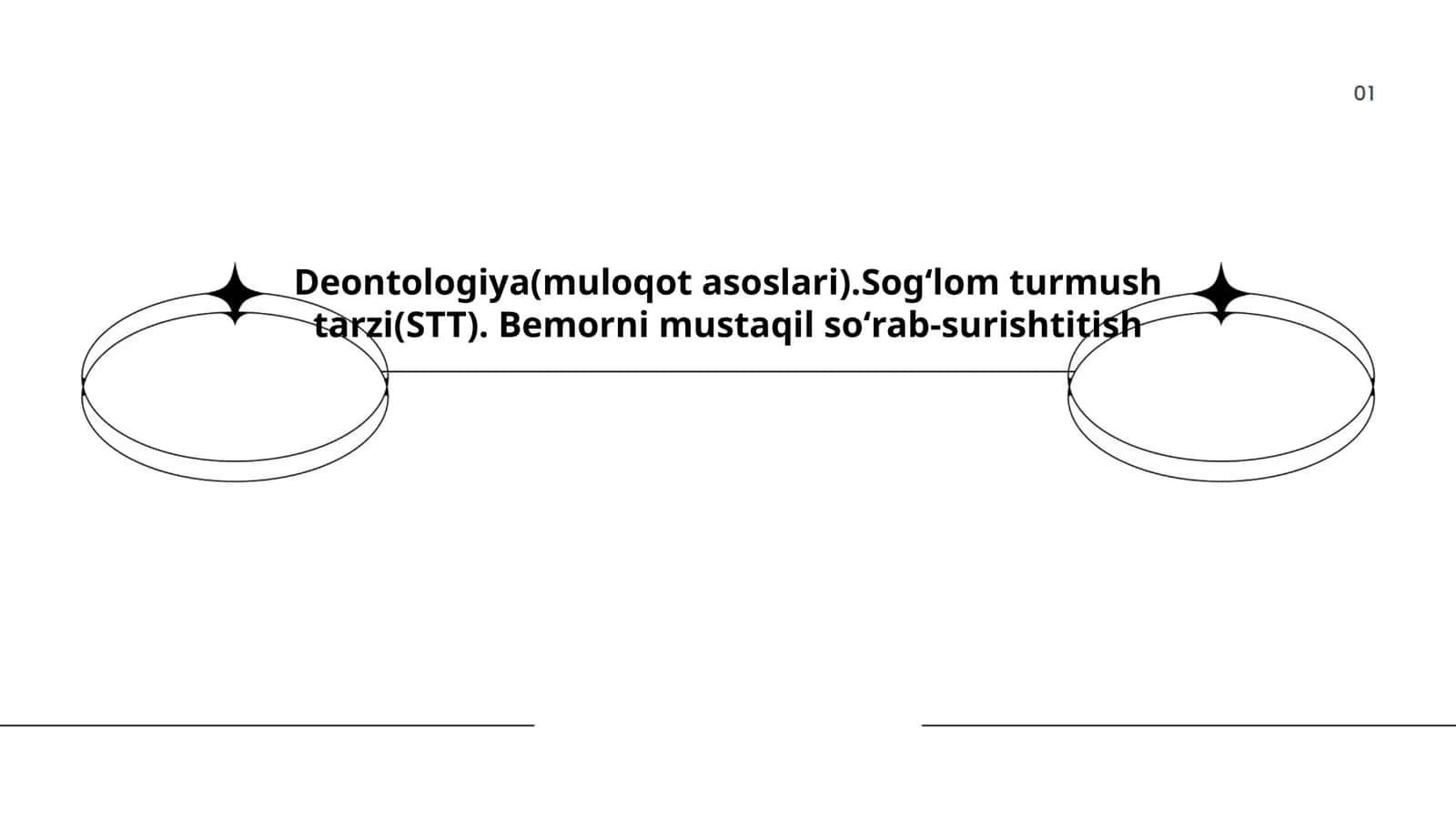 Deontologiya(muloqot asoslari).Sogʻlom turmush tarzi(STT). Bemorni mustaqil soʻrab-surishtitish