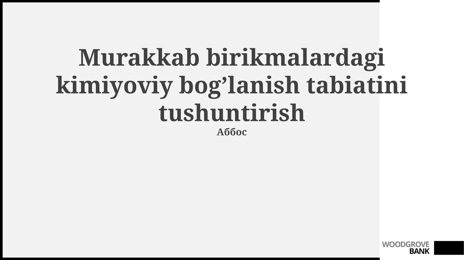 Koordinatsion kimyo asoslari: Ligandlar va Metall markazlari