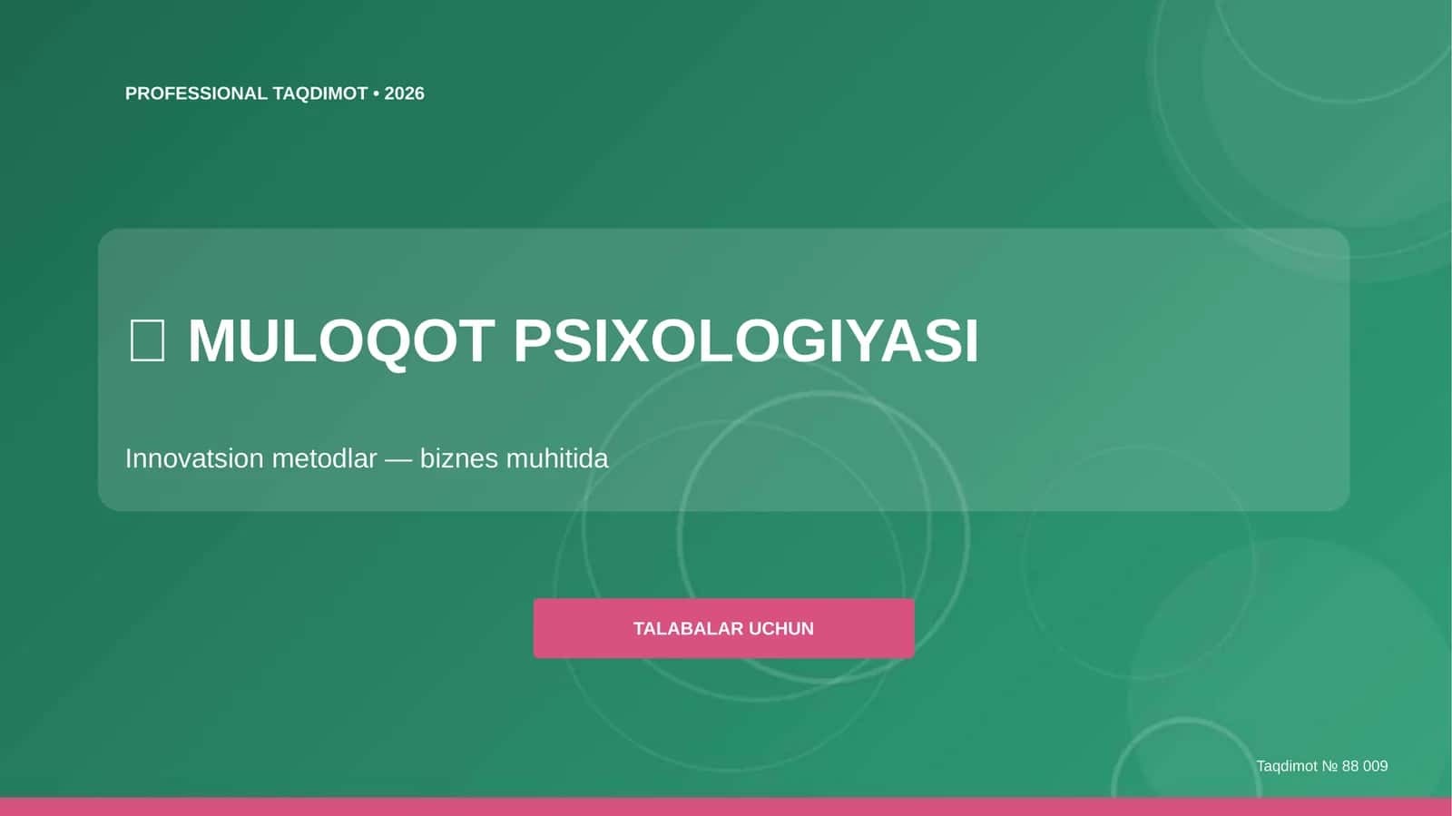 Muloqot Psixologiyasi: Innovatsion metodlar (biznes muhitida) [talabalar uchun]