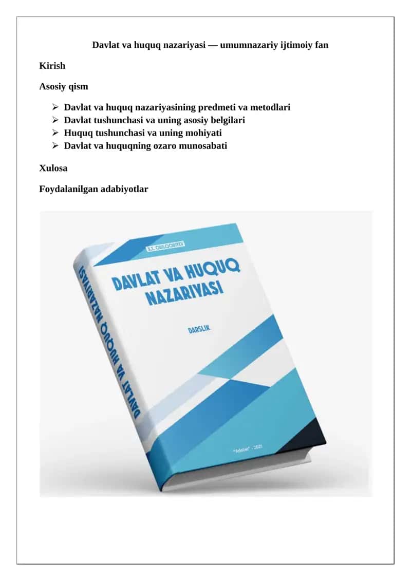 Davlat va huquq nazariyasi