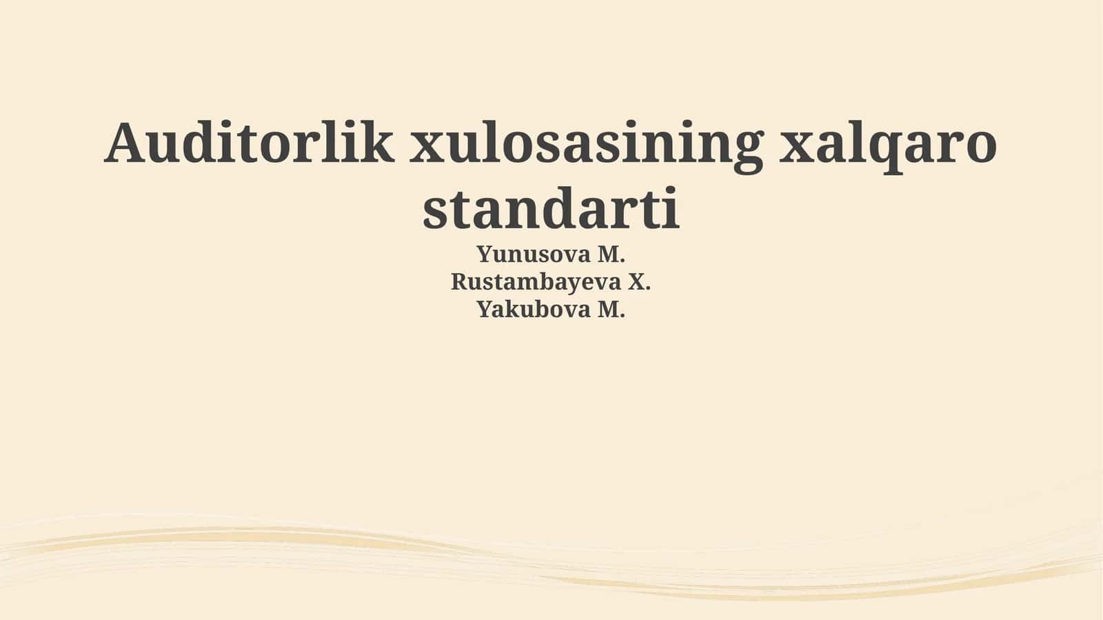 Auditorlik xulosasining xalqaro standarti