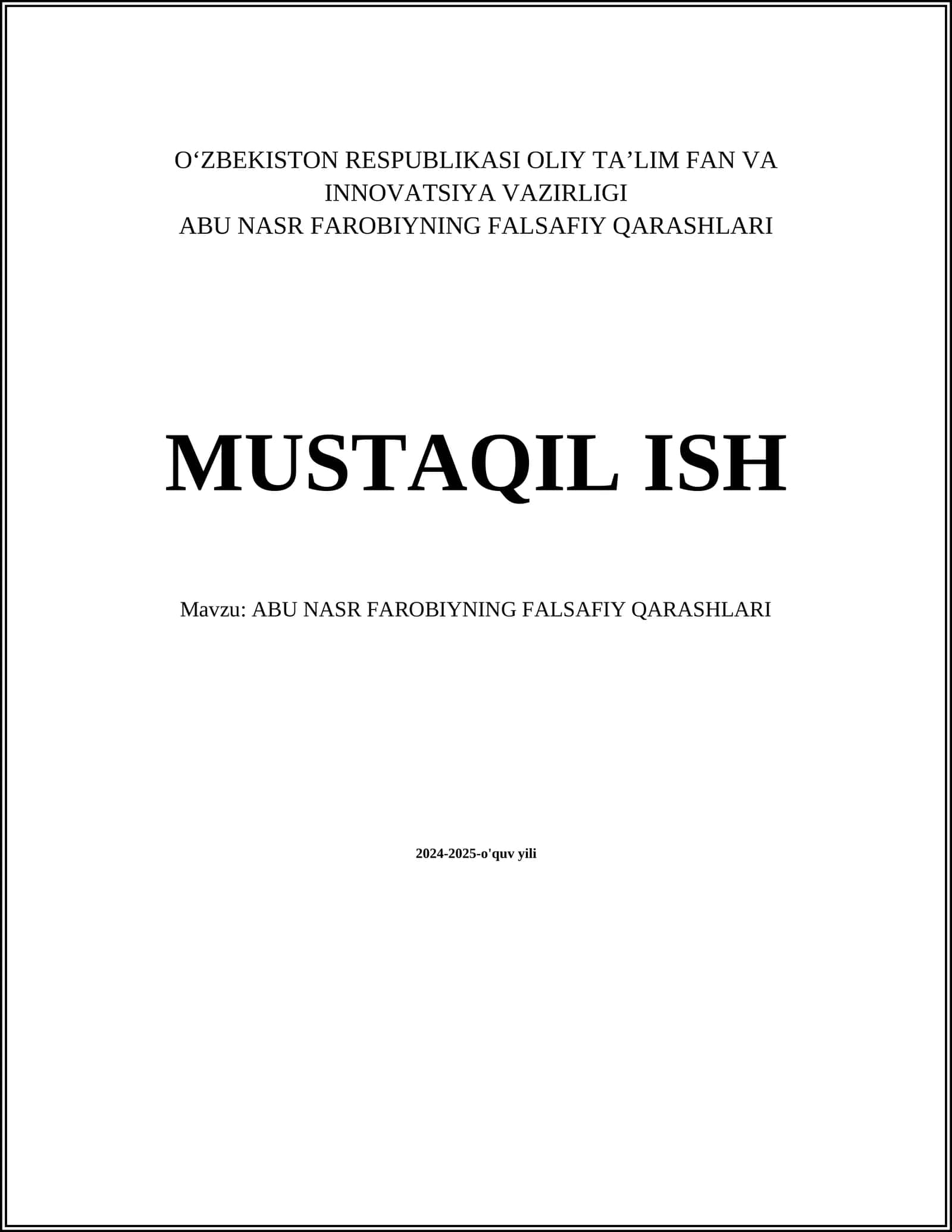 ABU NASR FAROBIYNING FALSAFIY QARASHLARI
