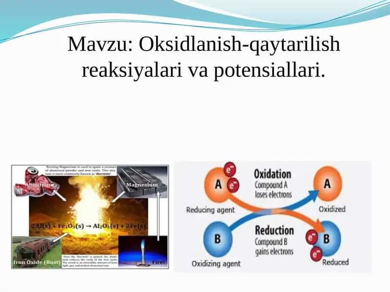 Oksidlanish-qaytarilish reaksiyalari va potensiallari