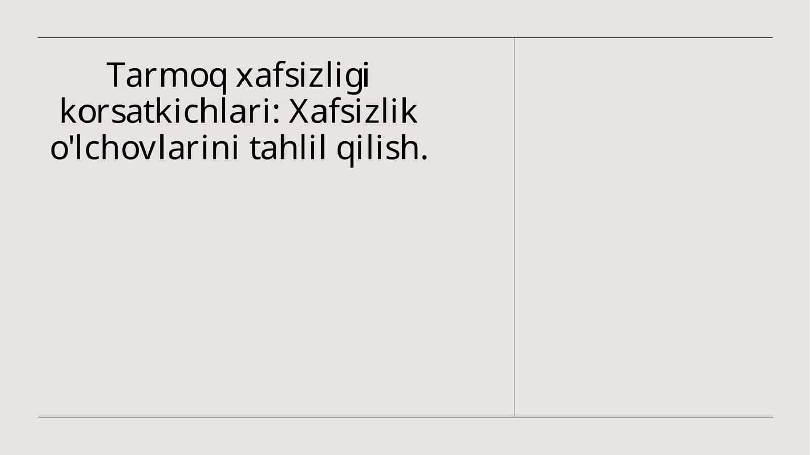 Tarmoq xavfsizligi ko'rsatkichlari