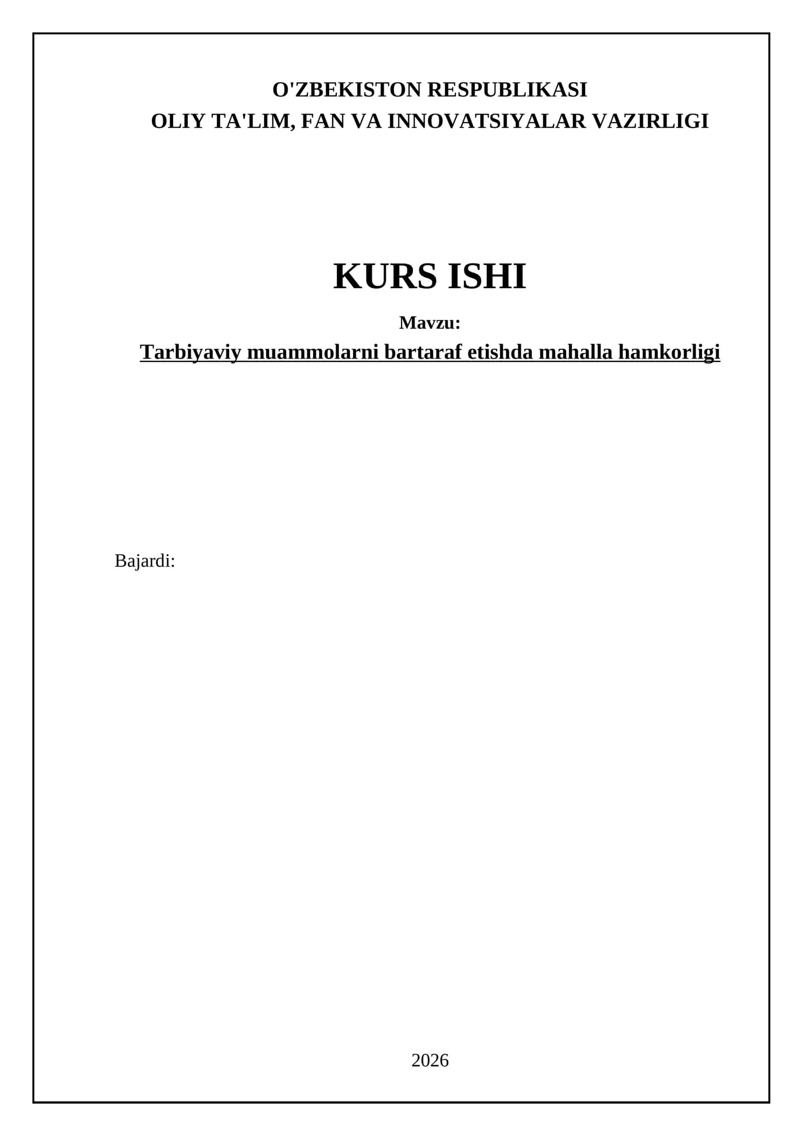 Tarbiyaviy muammolarni bartaraf etishda mahalla hamkorligi