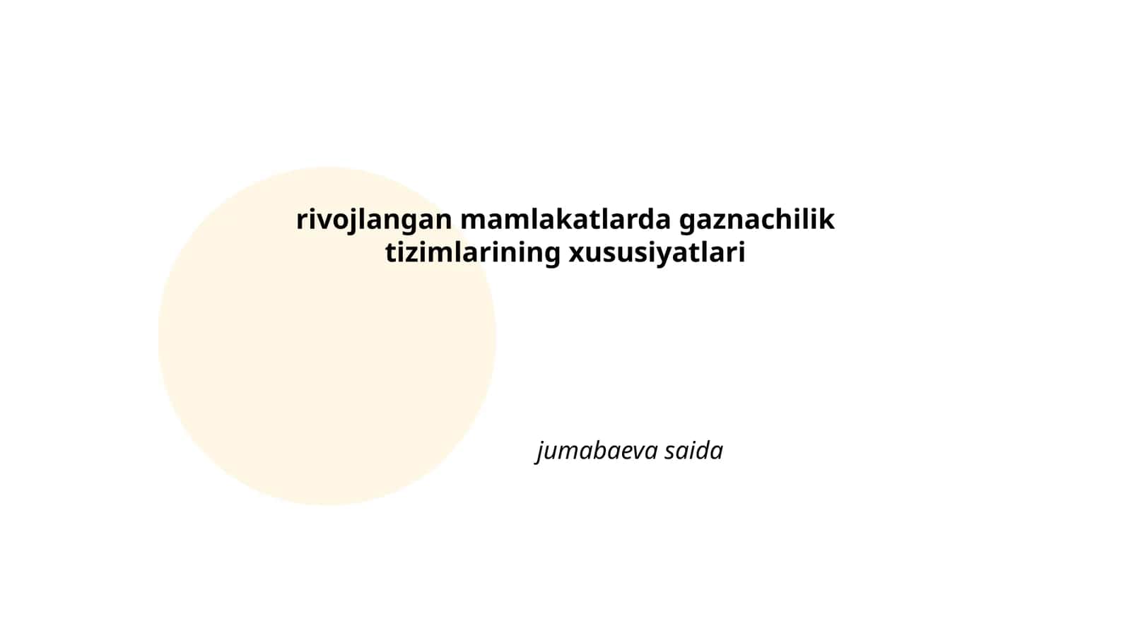 rivojlangan mamlakatlarda gaznachilik tizimlarining xususiyatlari